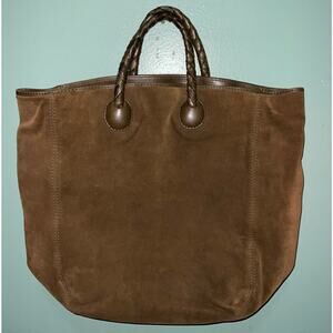 Bottega Veneta Intrecciato Large Top Handle Bag Vintage Brown Suede